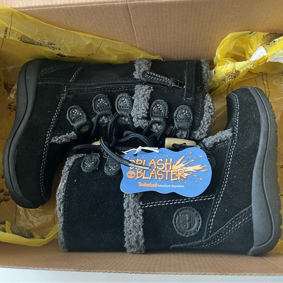 - Timberland Zesta Suede Tall Toddlers Boots Black Leather 84873 Winter Wo… - Picture 9 of 12